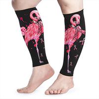 Cute Flamingo Pink Ribbon Breast Cancer Awareness Calf Compression Sleeves - Leg Compression Socks for Men & Women for Shin Splint & Calf Pain Relief