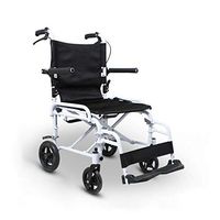 Xue Yang Shop Portable Transport Wheelchair,with Folding Backrest and Hand Brake, Pedal can be Detached,with Seat Belt Lightweight Aluminum Alloy Transport Wheelchair 16.9" Seat