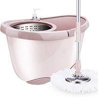 LQY Mop and Bucket Set with 2 Reusable Microfiber Mop Pads,Spin Mop Bucket with Wringer,Hand-Free Self-Wringing Floor Cleaning Mop for Home Kitchen,Pink