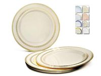 " OCCASIONS" 40 Plates Pack, Heavyweight Disposable Wedding Party Plastic Plates (6.25'' Dessert/Bread Plate, Lace Ivory & Gold)