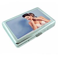 Brooklyn Pin Up Girls New York NYC S1 Silver Cigarette Case Metal Wallet Id Holder King & 100's 4" X 2.75" RFID Protection