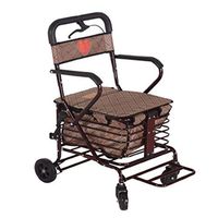 F&T Walker with Seat and Shopping Bag，, Old Man Trolleyshopping Cart Travel Elderly Walker Assistive Folding Bicycle (Color : Brown)