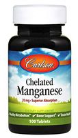 Carlson Labs Chelated Manganese 20mg, 100 Tablets
