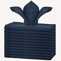 GLAMBURG Cotton Dinner Napkins Set of 12, Cloth Dinner Napkins 18x18, Soft and Comfortable Cocktail Napkins, Wedding Dinner Napkins with Mitered Corners and Hemstitched - Navy Blue