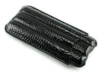Skyway Lorenzo Crocodile Leather 3 Cigar Case Holder - Black
