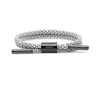 Power Ionics Weave Band Series Unisex Reflective Braided Rope Anions Sports Bracelets (White/GunGray Ring, Double Rope)