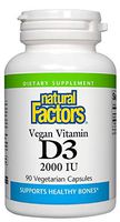 Natural Factors, Vegan Vitamin D3, Support for Healthy Bones, 2,000 IU, 90 Capsules (90 Servings)