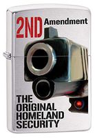 Zippo Lighter: Second Amendment, Homeland Security - Brushed Chrome 79977