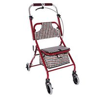 LTLHXM Walking Frame Lightweight Aluminium Rollator with Padded Seat and Carry Bag Height Adjustable Handles Back Support Folds for Storage Walker Aid Handicapped and Disabled Users