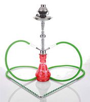 2 hose 23" Fahem Red Hookah Shisha Nargila water glass vase pipes smoke sale