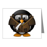 Note Cards (20 Pack) Little Round Penguin - Airplane Jet Pilot