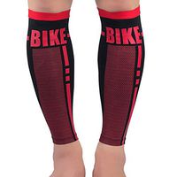 Aland 1Pc Compression Leg Sleeve Sock Cycling Sports Calf Support Protector Brace Black + Red XL