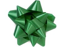 Pack Of 48, Medium Solid Emerald Green Star Poly Gift Bows 3-1/2" x 13 Loops Made In Usa