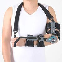 Orthomen Adjustable Post OP Elbow Brace with Hand Grip for Adult and Child, ROM Elbow Brace with Sling Stabilizer Splint Arm Injury Recovery Support After Surgery (L)