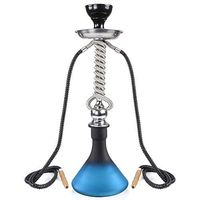 REANICE 22" Double Hose Hookah Set with Everything 2 Hose Glass Shisha Hookahs Complete Set Combo Kit (Blue)