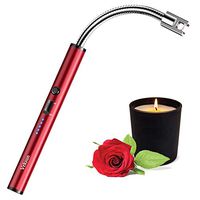 Candle Lighter, VEKSUN USB Rechargeable Lighters ,Electric Arc Lighter Long Flexible Flameless for Candles,Camping,Grill, BBQs Fireworks(Red)