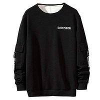 ✦HebeTop✦ Men Hooded, Winter Autumn Contrast T-Shirt Color O-Neck Long Sleeve Button Casual Slim Tunic Tops Black