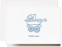 Crane & Co. Letterpress Blue Pram Thank You Note (CT1401)