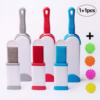 Pet Lint Hair Remover Brush - Dog & Cat Hair Remover for Furniture, Carpet, Couch, Clothing Animal Fur & Dust Removal Tool,Double Sided Self-Cleaning Base Lint Brush,Free Toy. (Gray)