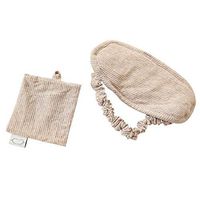 Leono 1 Pack Bamboo Cotton Sleep Mask Sleeping Eye Cover for Night Sleep,Travel,Nap,Meditation,Blindfold with Adjustable Strap(Beige Stripe)