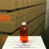 Amber Fluid Oval Bottles with Child Safe Cap and Free Adaptors 12 Oz (50 Units/Box)