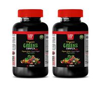 Cholesterol reducing Supplements - Organic Greens Complex - Strawberry Supplement - 2 Bottles 120 Tablets