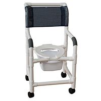 MJM International 118-3TW-SQ-PAIL Standard Shower Chair with Commode Pail, 300 oz Capacity, Royal Blue/Forest Green/Mauve