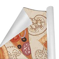 Gift Wrapping Paper Roll Delicious Pizza for Birthday,Holiday,Wedding,Baby Shower Gift Wrap - 3Rolls - 58inch x 23inch Per Roll