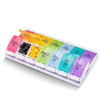 Large Pill Organizer 2 Times a Day - Weekly Pill Organizer and Box with Push Button, AM PM 7 Day Pill Organizer Case, BPA Free Medicine Organizer for Vitamins Fish Oil or Supplement. …
