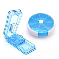 Pill Organizer and Pill Cutter Splitter, (7-Day) Travel Pill Planner, Portable Medication Weekly Pill Box, Rotating Pill Case for Daily Medication/Vitamins/Cod Liver Oil and Supplements, BPA Free