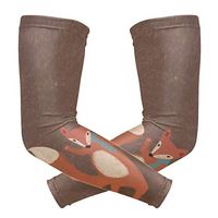 LEVEIS Cute Fox Arm Sleeves UV Protection for Men Women Sunblock Protective Gloves Running Golf Cycling Driving Long Arm Cover 1 Pair