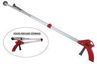 Premium Reacher - Ergonomic Lightweight 32" Folding Reacher Grabber Tool - Red
