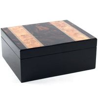 Presidential Burl Inlay Cigar Humidor with Mirrior Finish 25Ct
