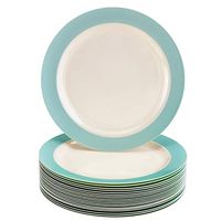 DISPOSABLE DESSERT PLATES | Heavy Duty Plastic Dishes | Elegant Fine China Look | Pastel Collection – Turquoise (20 PC - 7.5”)