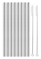 Extra Wide Reusable Stainless Steel Straws, 8 Pack  2 Bonus Cleaning Brush Included, Designed for use with Boba Bubble Tea/Thick Milkshakes/Smoothies 9.5” Length Food Grade Steel