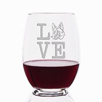Love German Shepherd Engraved Stemless 21 oz Wine Glass - 4pcs
