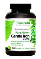 Emerald Labs Gentle Iron 25 mg (Pure Albion Chelated) to Support Relief of Constipation, Gold Standard Bioavailability - 120 Vegetable Capsules