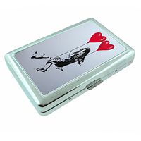 Heart Swing Girl Em1 Hip Silver Cigarette Case Id Holder Metal Wallet 4" X 2.75" RFID Protection