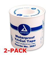 DYNAREX Adhesive Waterproof Tri-Cut Tape 2-Pack 2"x5yds in Plastic Spool First Aid 3657