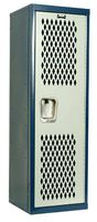 Hallowell Home Team Locker, 15"W x 15"D x 48"H, Dark Blue Body / Light Gray Door, Single Tier, 1-Wide, Knock-Down