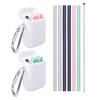 Reusable Silicone Collapsible Straws –13 Piece Set Foldable Portable Food-Grade Colorful Flexible Drinking Straw with Carrying Case, BPA Free, Safe for Kids/Toddlers, Travel Mug Tumbler