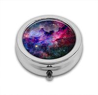 LuxSweet Pill Box,Nebula Galaxies in Space Pill Case for Purse Pocket Pill Organizer with 3 Compartments Silver 2.1 Inches Portable Vitamin Medicine Case Holder