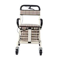 TYJ-USA Walker, Old Man Push Can Sit Light Folding Aluminum Alloy Shopping Cart, Four-Legged Walking Stick Walking Aid Scooter (Color : White, Size : 8560cm)