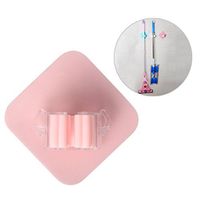HuaForCity Mop Broom Holder Self Adhesive Plastic Wall Mounted Organizer Hooks Hanger for Garden Kitchen Bathroom Toilet Pink