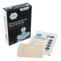 Medpride Adhesive Silicone Bordered Foam Wound Dressing Pads- 4 inches by 5 inches, 10 Pack-Trauma Bandaging for Ulcers, Post Op Wounds, Injuries- Individually Wrapped-Sterile, Pain-Free Removal