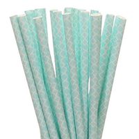 Light Blue Quatrefoil Paper Straws (75)