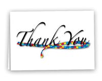 Autism Ribbon Thank You Note Cards - Large (1 Pack - 12 Cards)