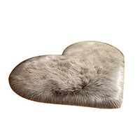 TbpersicwT Home bedroom carpet door mat, Fluffy Love Heart Shape Plush Rug Anti-Slip Carpet Door Mat Home Bedside Decor - Light Grey 9070cm