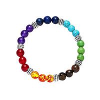Men Women 8mm Lava Rock 7 Chakras Aromatherapy Essential Oil Diffuser Bracelet Braided Rope Natural Stone Yoga Beads Bracelet Bangle (Free, H)