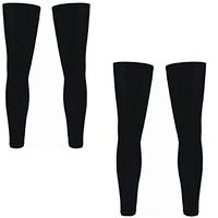 2 Pairs Sport Cycling Stretch Leg Knee Long Sleeve Sunscreen Leg Warmer (footless sock stocking) - Black - XXXL Size